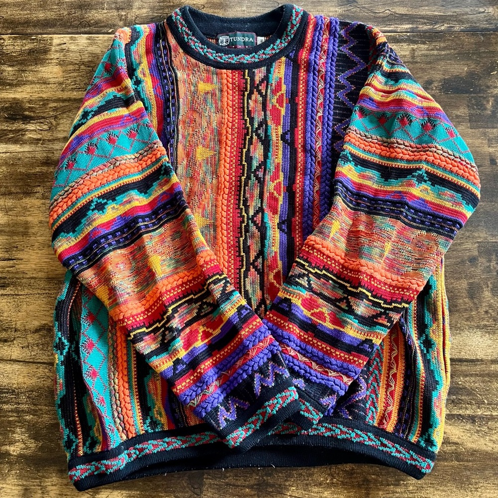 Vintage Tundra Vibrant Patterned Crewneck Sweater